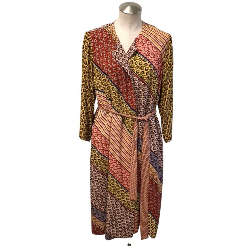 Cabi 2-Piece Wrap Dress Top Womens Medium Small Multi Color Patchwork Floral